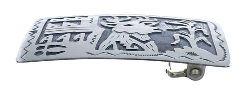 Native American Genuine Sterling Silver Deer And Corn Belt Buckle JX124355